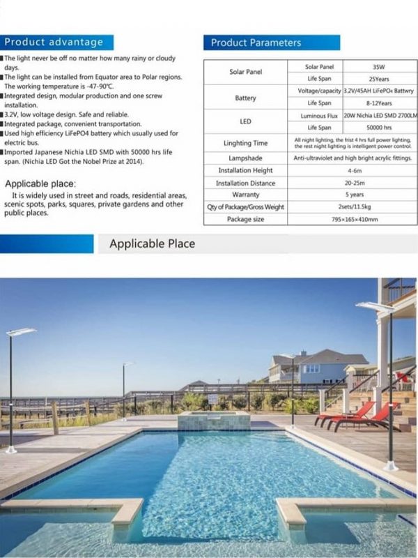 PJU Tenaga Surya All in One 20 Watt Flat Light