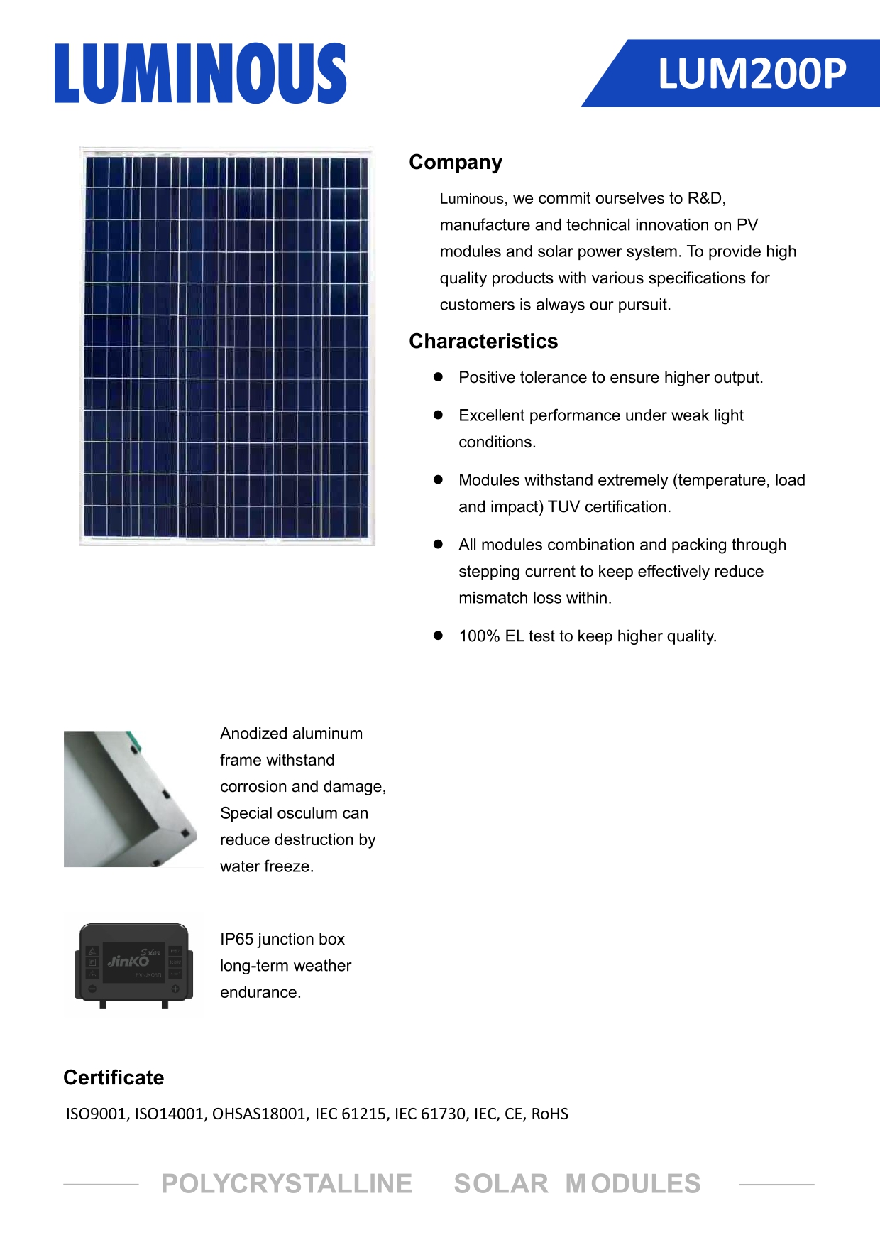 Kelebihan Solarcell 200 WP LUMINOUS Kelebihan Solarcell 200 WP LUMINOUS