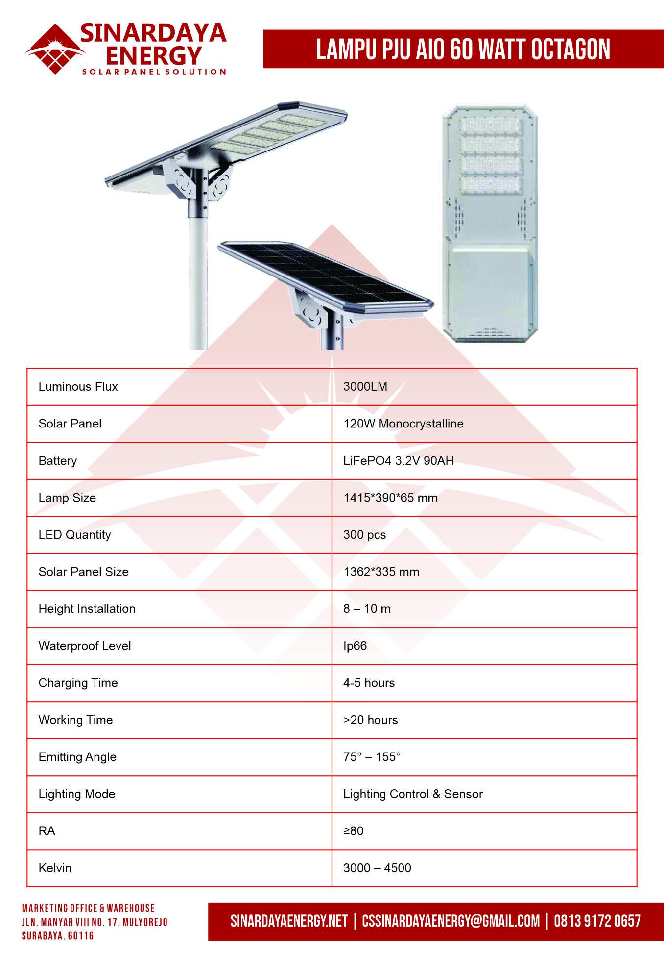 Lampu PJUTS AIO 60 Watt Octagon Lampu PJUTS AIO 60 Watt Octagon
