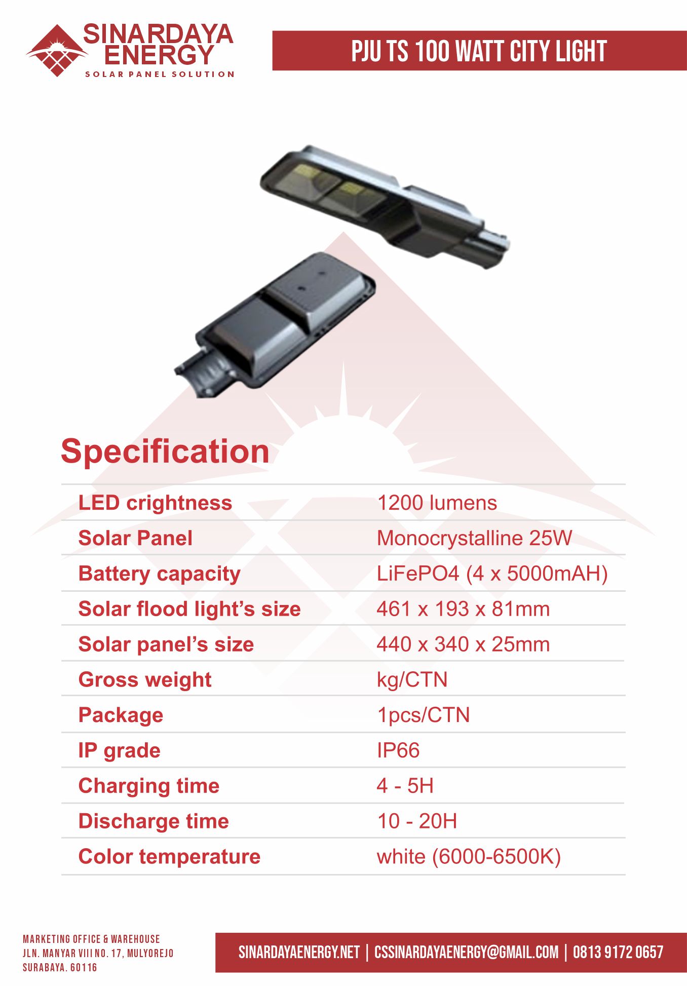 PJU TS 100 WATT CITY LIGHT PJU TS 100 WATT CITY LIGHT
