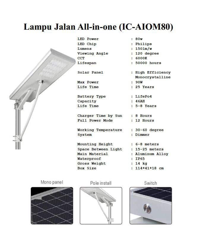 Lampu jalan pju 80 watt AIOM Lampu jalan pju 80 watt AIOM