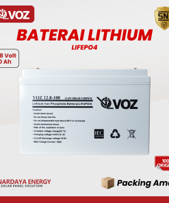 Baterai Voz Lithium LiFePO4 12.8V 100Ah - Aki Lithium Panel Surya PLTS Original