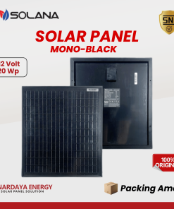 Solar Cell Solana 20WP 12Volt Monocrystalline Black SNI - Panel Surya 20WP Mono Full Black Original